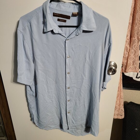 VINTAGE MENS SILK PERRY ELLIS DRESS SHIRT SZ L - Picture 1 of 4